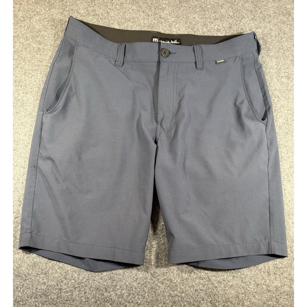TravisMathew Performance Stretch Flat Front Golf Shorts Blue Size 32